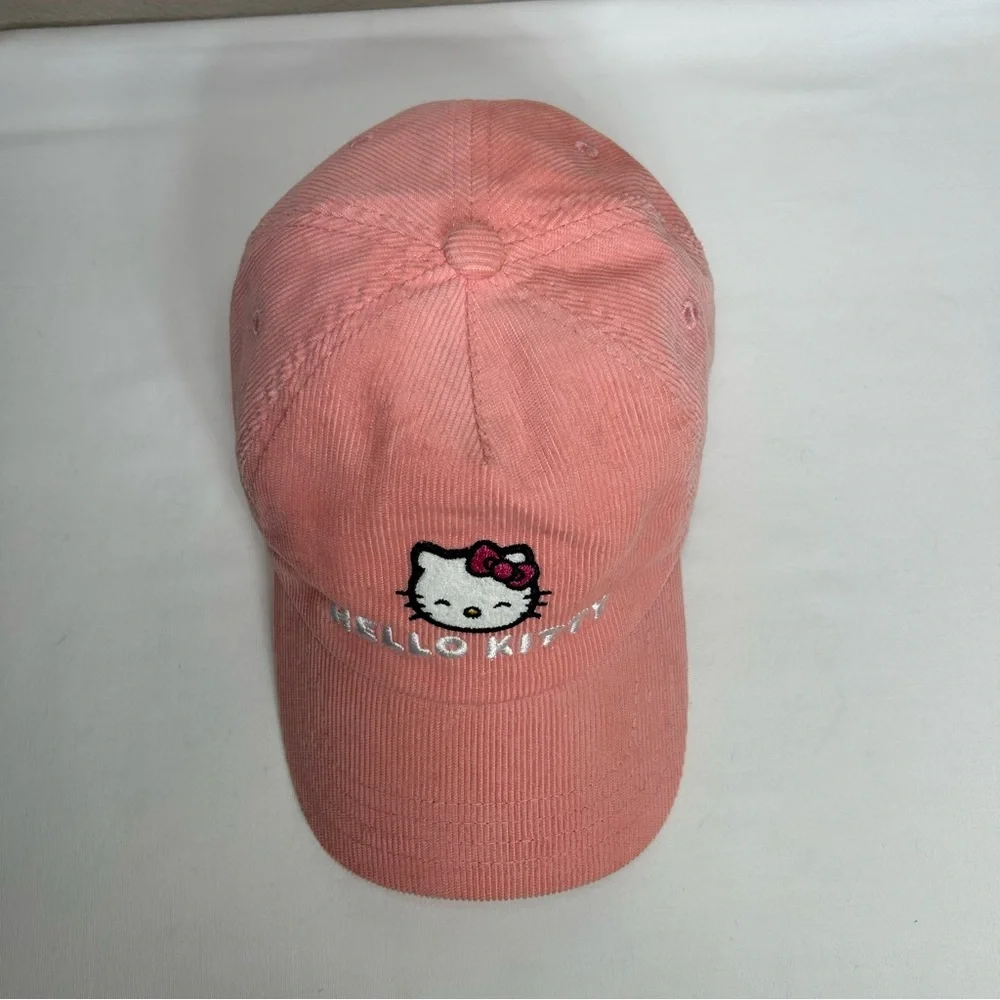 Hello Kitty Sanrio Embroidery‎ Corduroy Pink Peach Toddler  Adjustable Cap